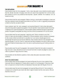 PDF preview of the lesson plan for Inquiry 4 in the World's Forests 2 edition