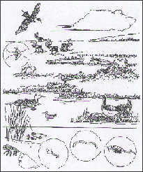 Drawing of a tundra landscape