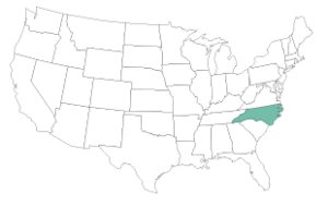 A map of the U.S. with North Carolina highlighted