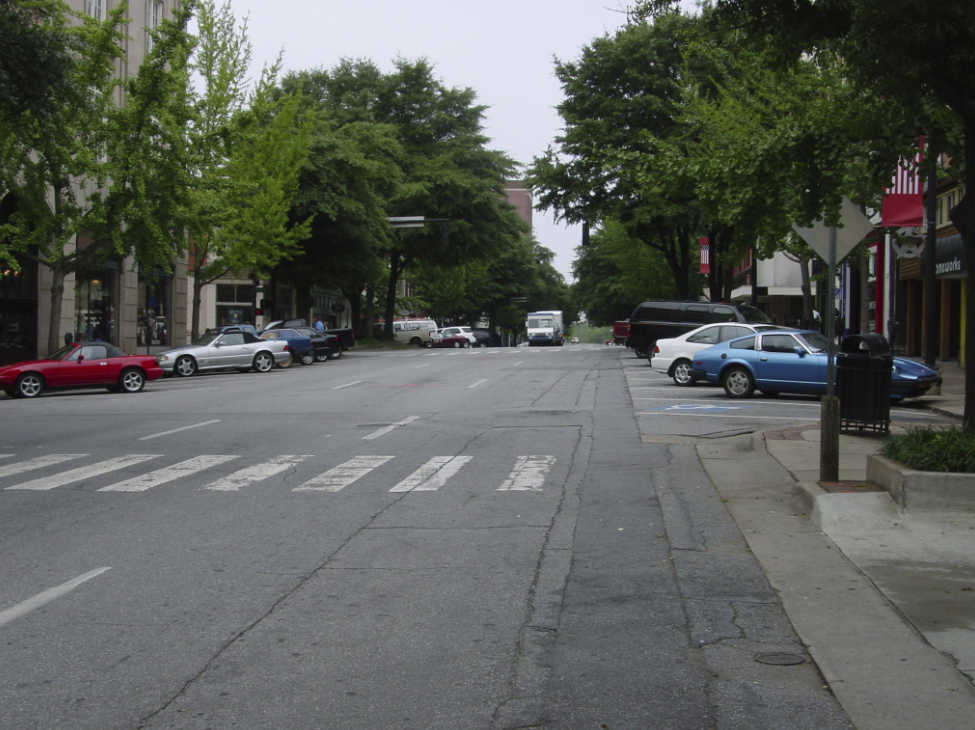 A city street with trees