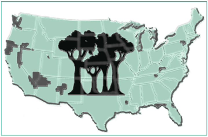 A map of the U.S. showing areas of the United States where there is likely to be the greatest decrease in undisturbed natural land by the year 2020.