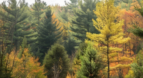 Different types of trees in a forest
