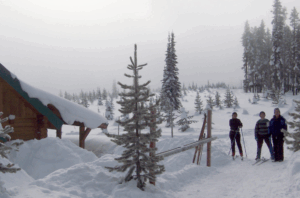 People skiing in the backcountry