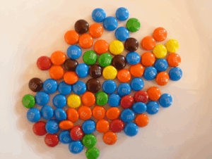 m&ms on a counter