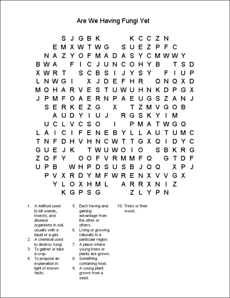 Word Search - Are We Having Fungi Yet? - Natural Inquirer