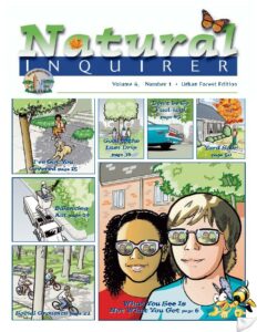 Cover of the Natural Inquirer with illustrations of people interacting with nature