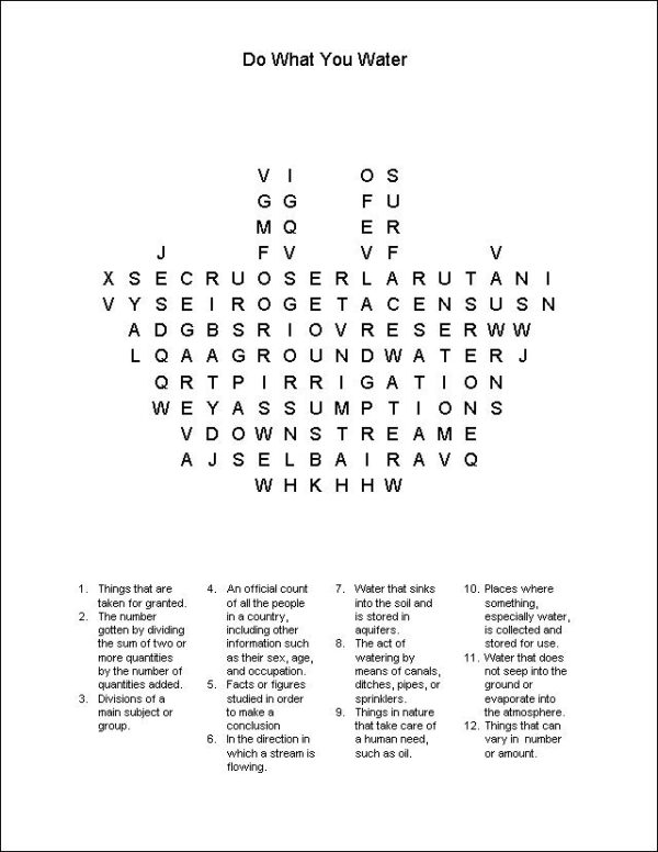 Word Search - Do What You Water - Natural Inquirer