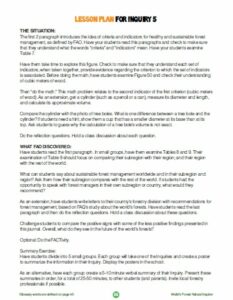 PDF preview for the Inquiry 5 lesson plan for the World's Forest 2 edition