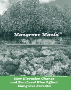 PDF cover preview of Mangrove Mania article featuring a photo of a mangrove forest at the shoreline. Half of the photo is taken below water and half is above.