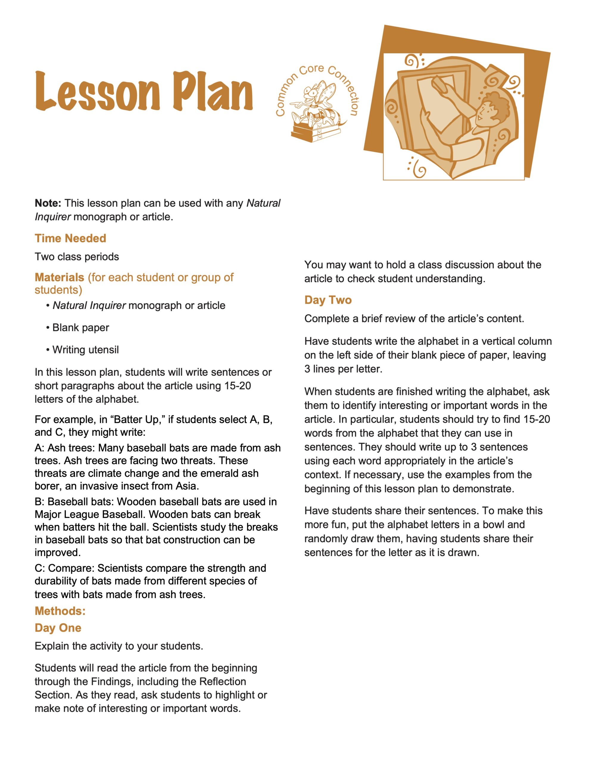 Lesson Plan - Alphabet Writing - Natural Inquirer