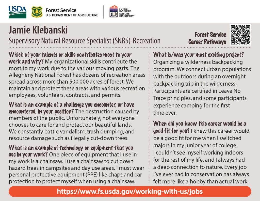 Back cover of Jamie Klebanski Collector Card