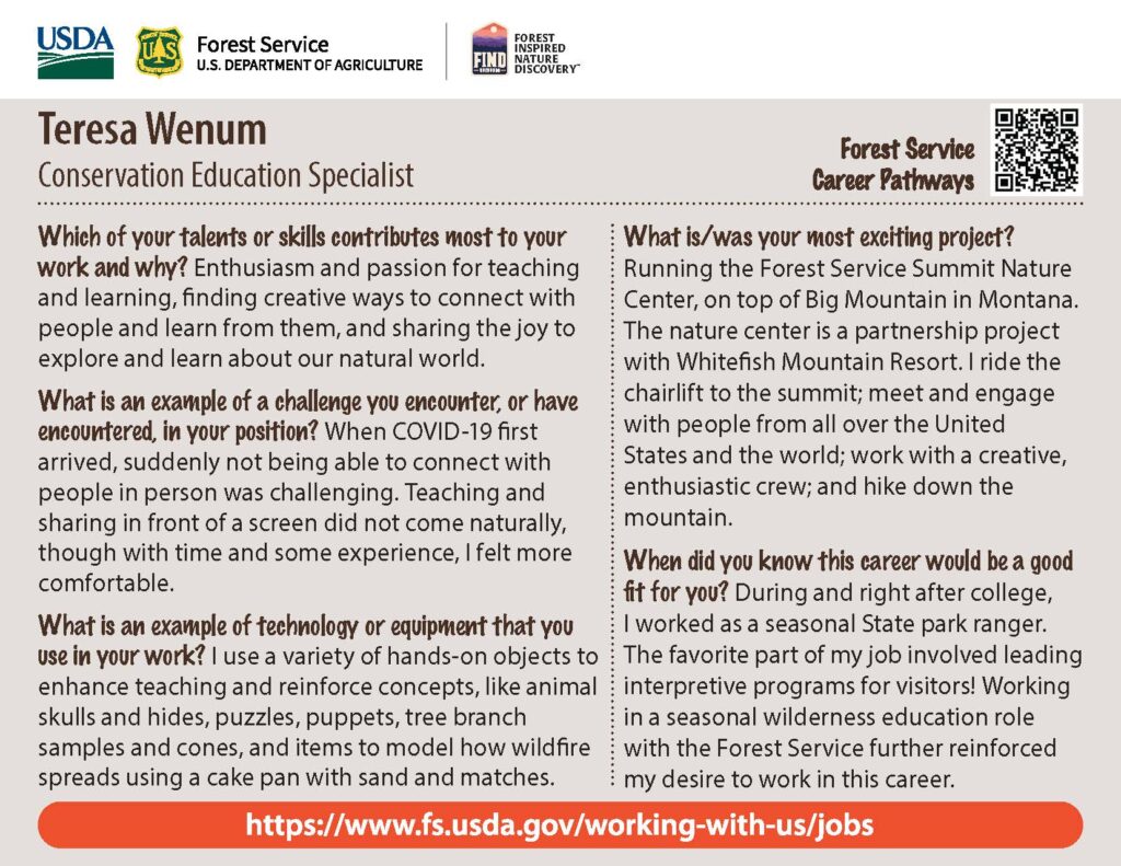 Back cover of Teresa Wenum Collector Card