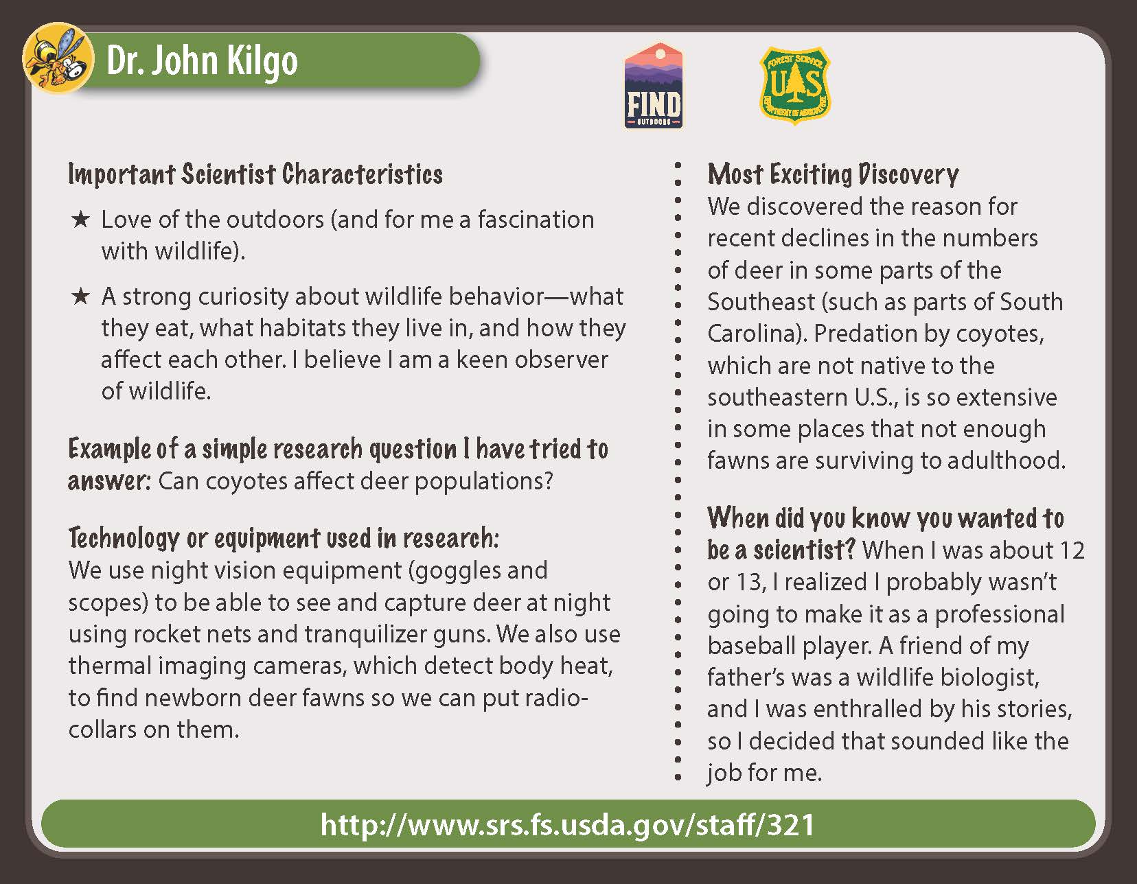 The back of John Kilgo's collector card