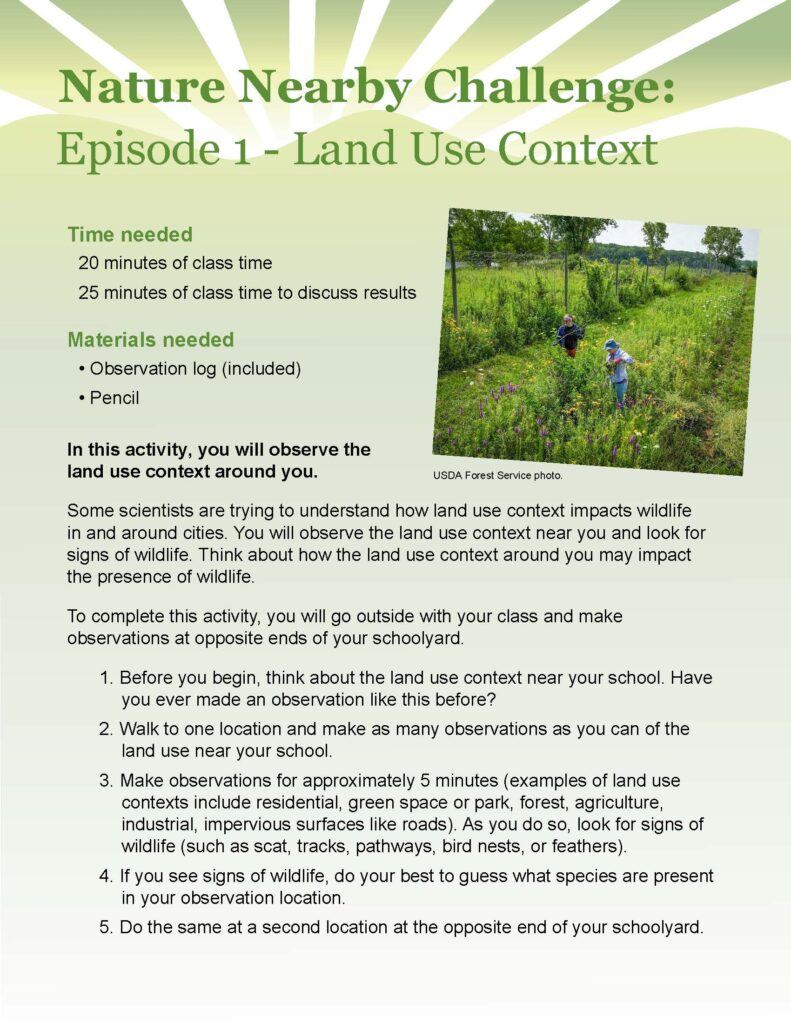 Ecosystems LIVE Episode 1 - Activity - Land Use Context - Natural Inquirer