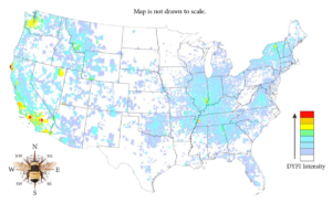 An illustration of the DYFI map shows data entries from 1999 to 2013. 