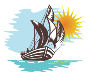 A clip art image of a sailing ship