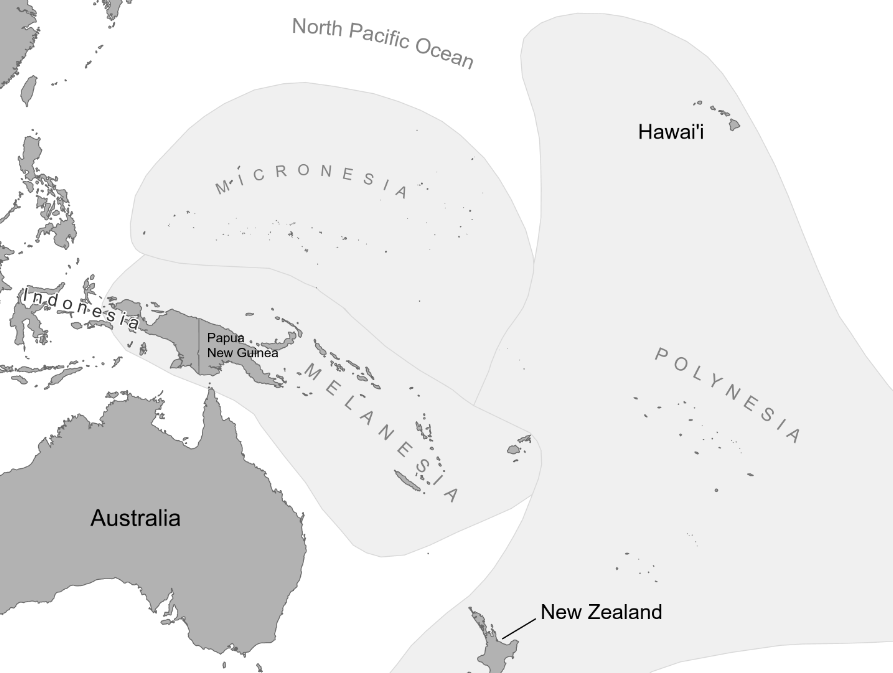 A map showing several Pacific Islands.