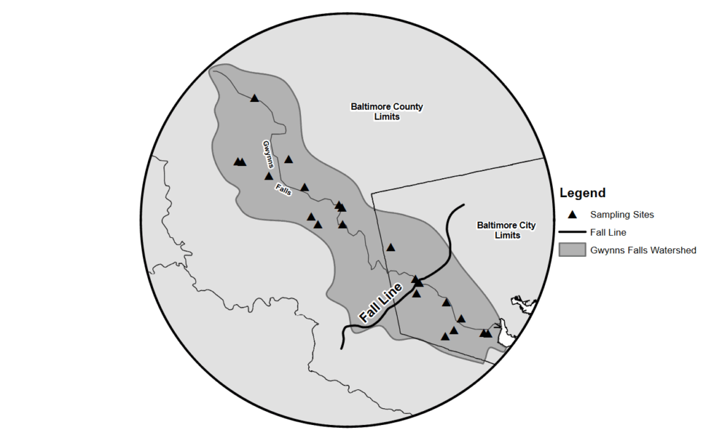 A map of the Gwynn Falls watershed