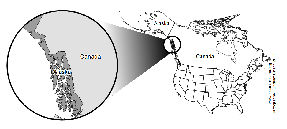 A map of North America highlighting Alaska