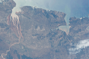 Satellite image of two estuaries