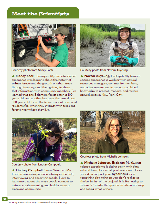 A sample Meet the Scientists page, showing four different scientists