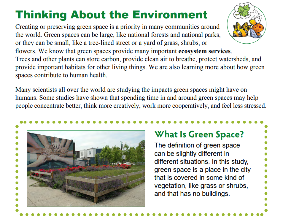A sample "Thinking About the Environment" section from a recent monograph
