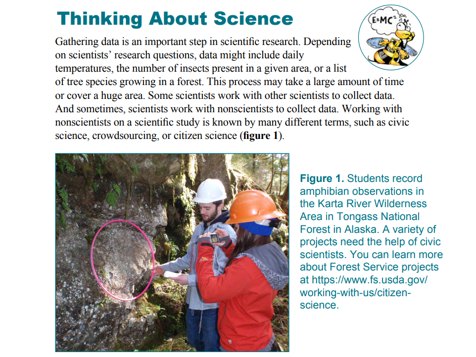 A sample Thinking About Science page from a recent monograph