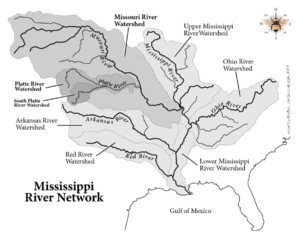 An illustration of the Mississippi river network