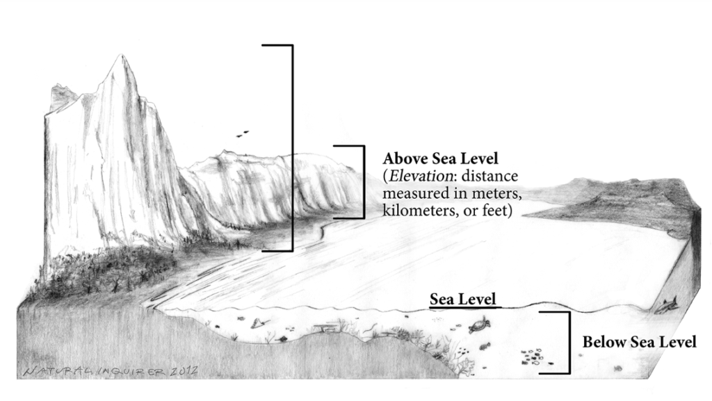 An illustration of above and below sea level