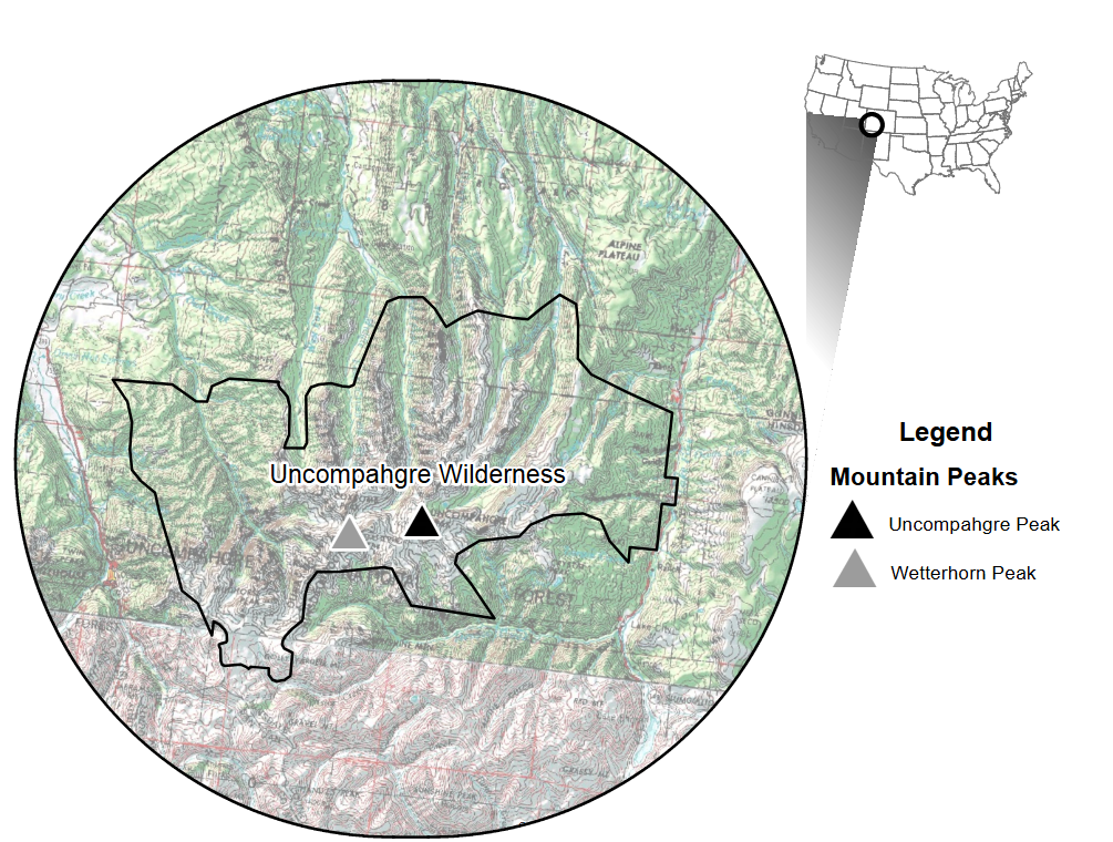 A map showing the wilderness center