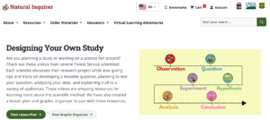 A screenshot of the Designing Your Own Study webpage.