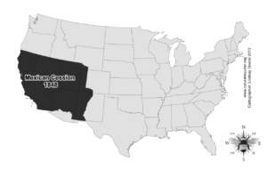 A U.S. map showing the area that was part of the Mexican Cession.