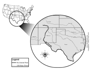 A map of the U.S. showing the rio grande