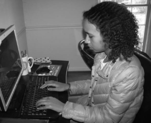 A girl working on a computer