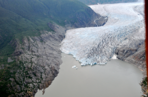 A glacier in a body of water