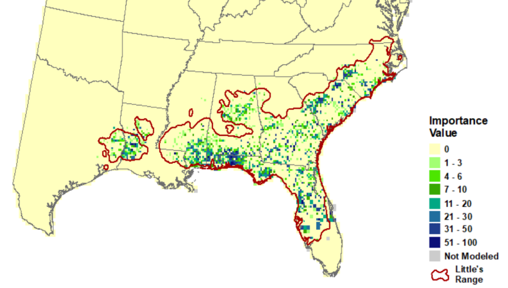 Another map showing the range of longleaf pines