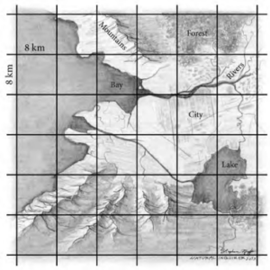 Example illustration of the 8km grid