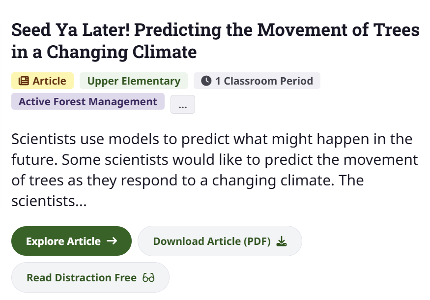 A screenshot of one of the Investi-gator article's listing showing the different modes of viewing