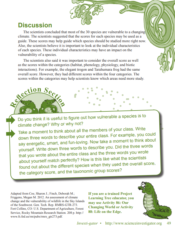 A sample Discussion page from an Investi-gator article