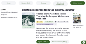 A screenshot of the related content tab for an Investi-gator article