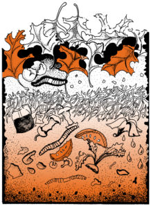 An illustration of a compost pile