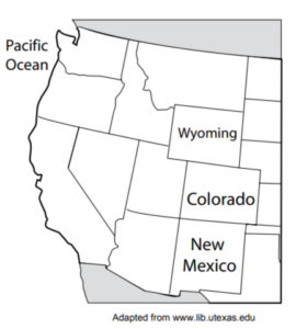 A Map of the Western U.S. highlighting Wyoming, Colorado, and New Mexico.