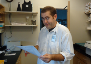 Dr. Kirker in a lab