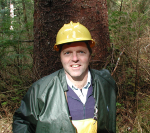 Robert Deal in protective gear in the forest