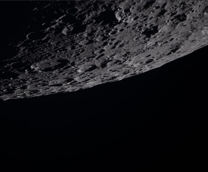 The curve of the moon, taken by the astronauts on the Artemis II mission.