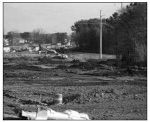 A construction site with disturbed soil 