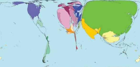 A graphic showing the amount of forest growth in each country