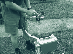 A scientist using a quantum sensor