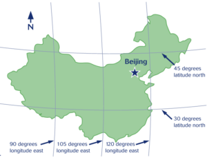Map of China with Bejing highlighted