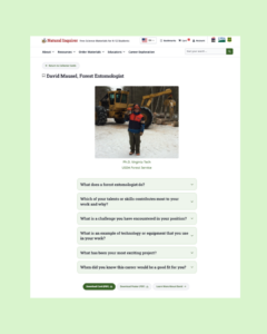 A screenshot of the full accordion view of David Mausel's card